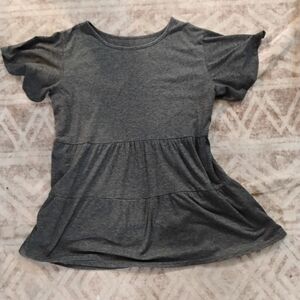 🚨5 For $25🚨Women's Large Charcoal Gray Short Sleeve Flowy Babydoll Top